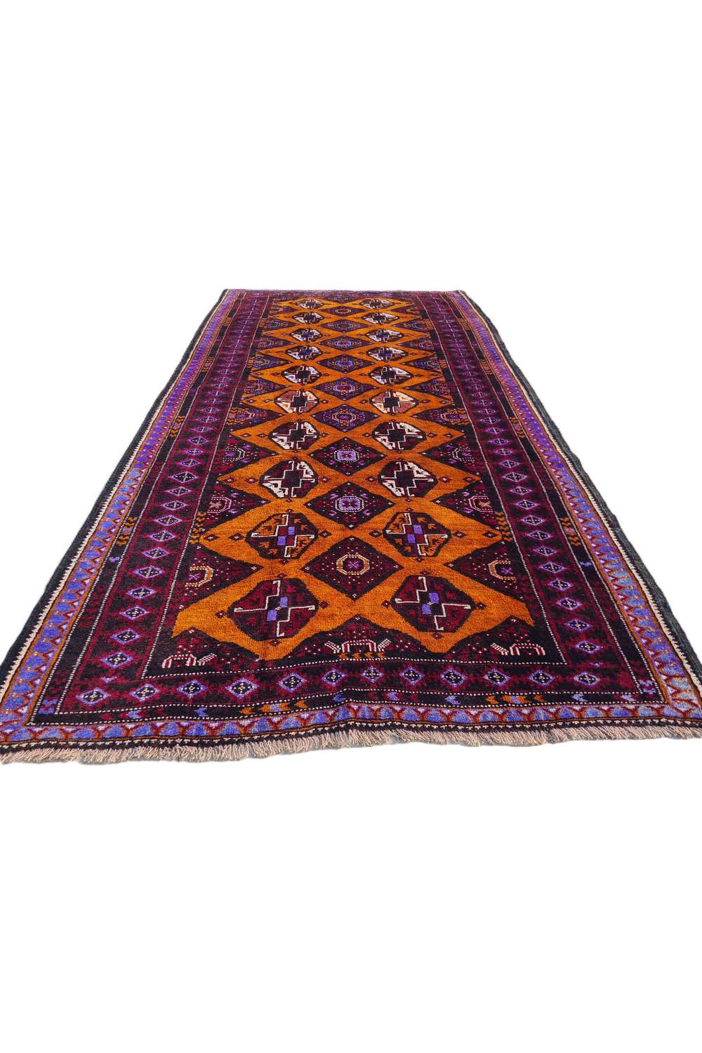 Amazing Hand Knotted Afghan Turkmen Wool Area Rug 7.9 x 4.3 Ft