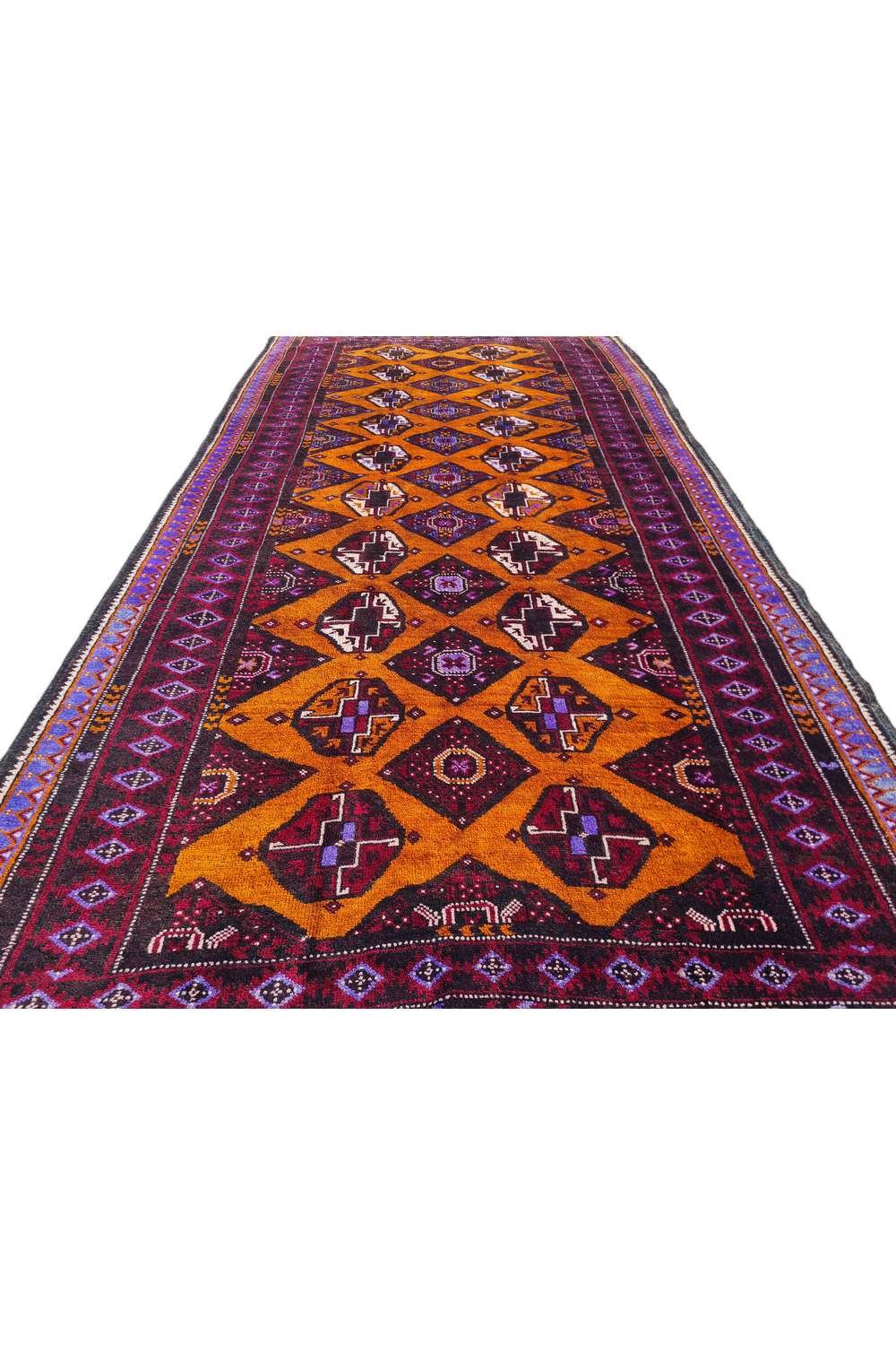 Amazing Hand Knotted Afghan Turkmen Wool Area Rug 7.9 x 4.3 Ft