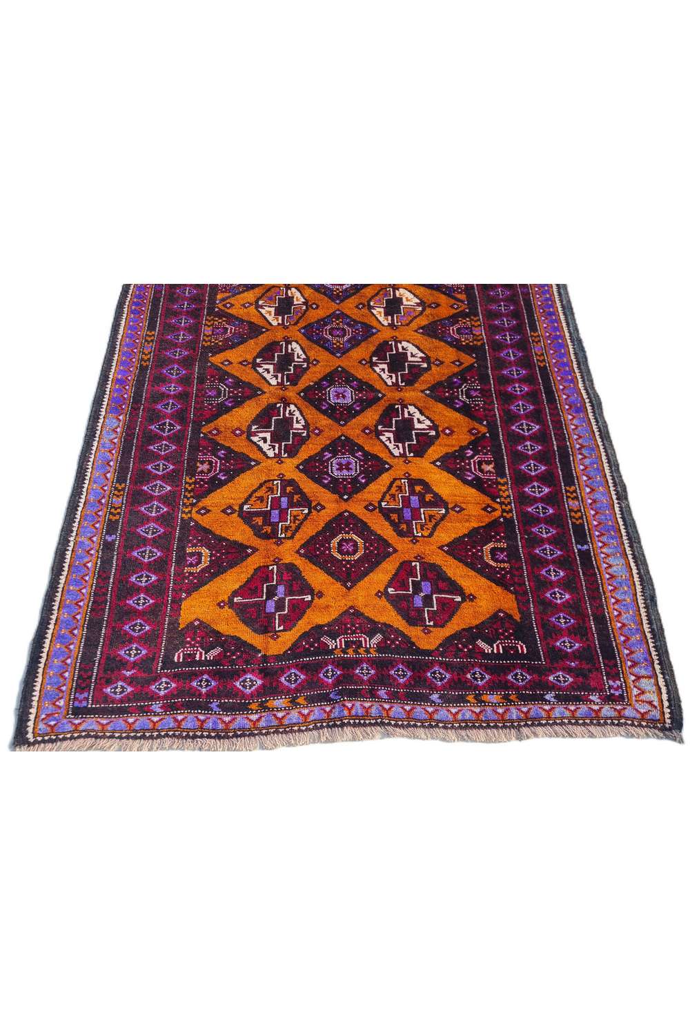 Amazing Hand Knotted Afghan Turkmen Wool Area Rug 7.9 x 4.3 Ft