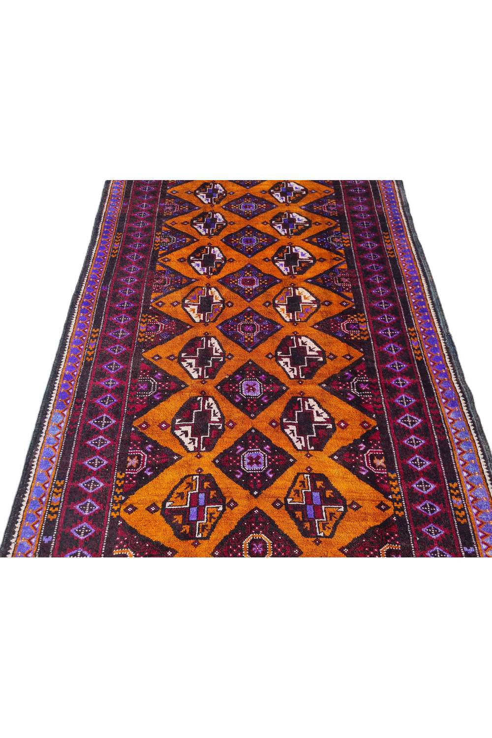 Amazing Hand Knotted Afghan Turkmen Wool Area Rug 7.9 x 4.3 Ft