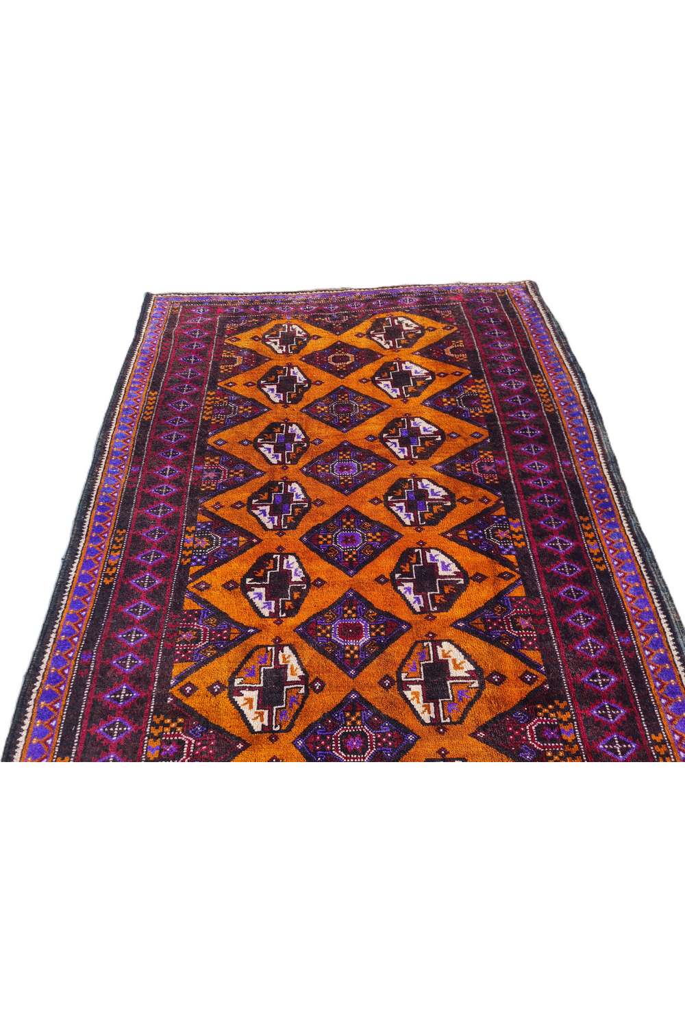 Amazing Hand Knotted Afghan Turkmen Wool Area Rug 7.9 x 4.3 Ft