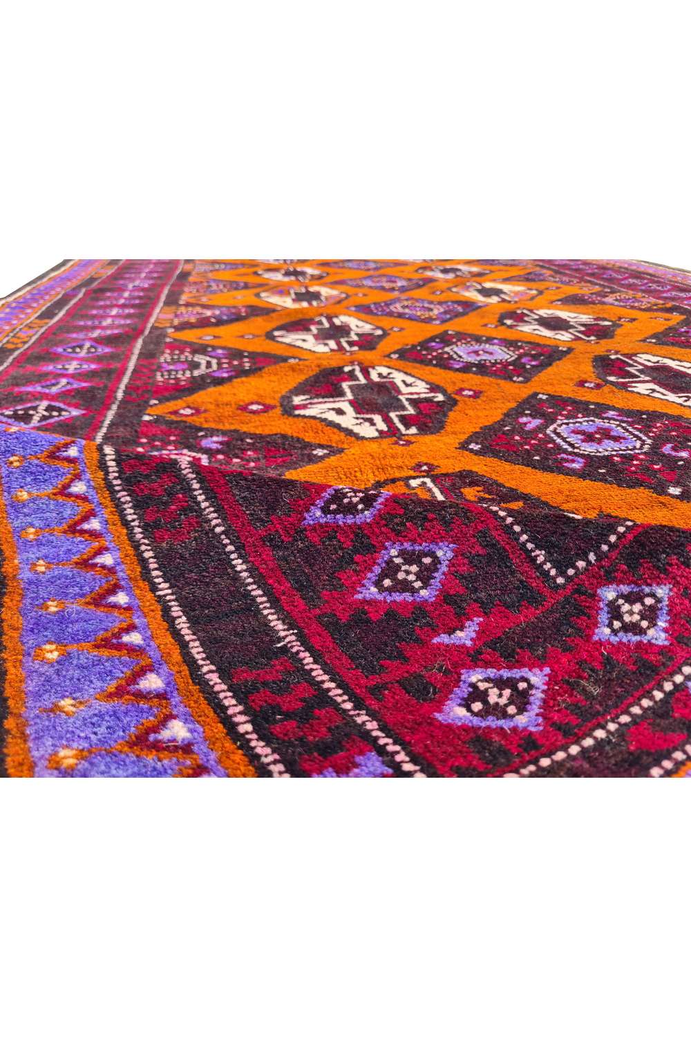 Amazing Hand Knotted Afghan Turkmen Wool Area Rug 7.9 x 4.3 Ft