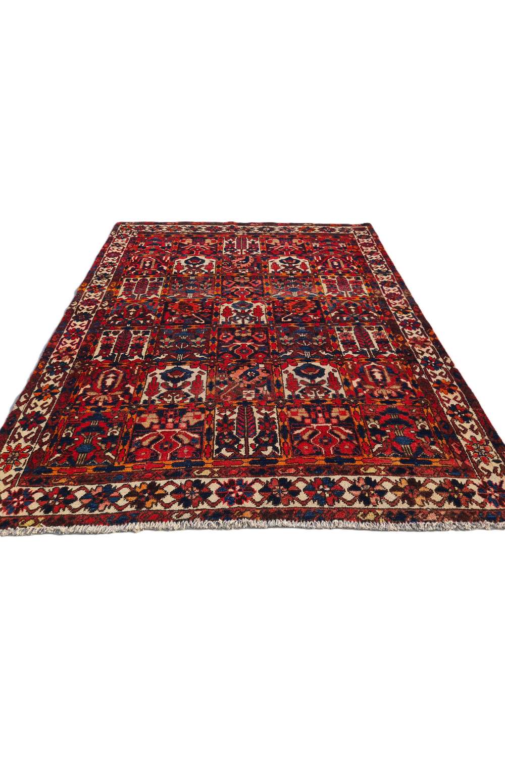 Amazing Hand Knotted Antique Persian Bakhtiyaar Pictorial Wool Area Rug 6.4 x 5.2 Ft