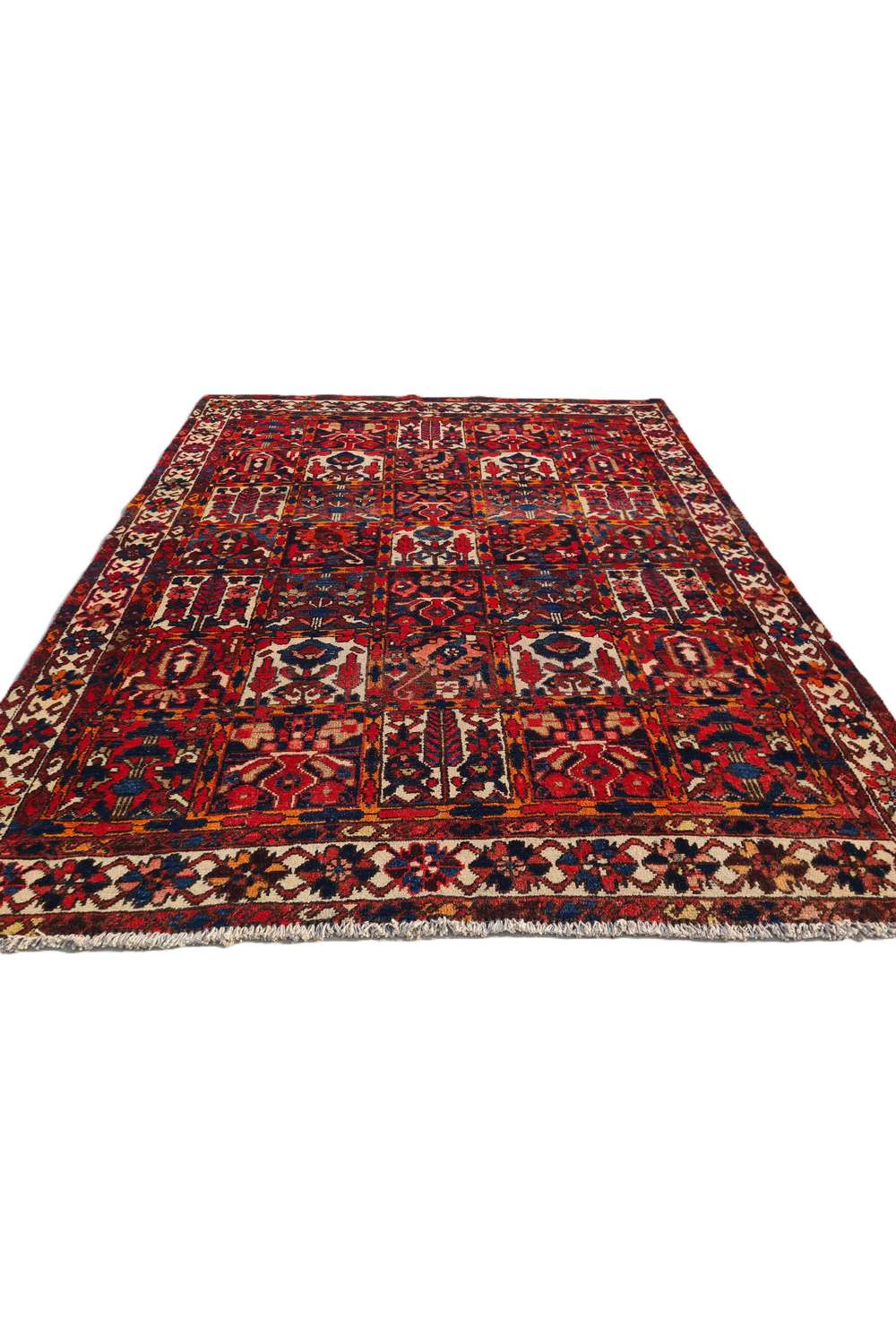 Amazing Hand Knotted Antique Persian Bakhtiyaar Pictorial Wool Area Rug 6.4 x 5.2 Ft
