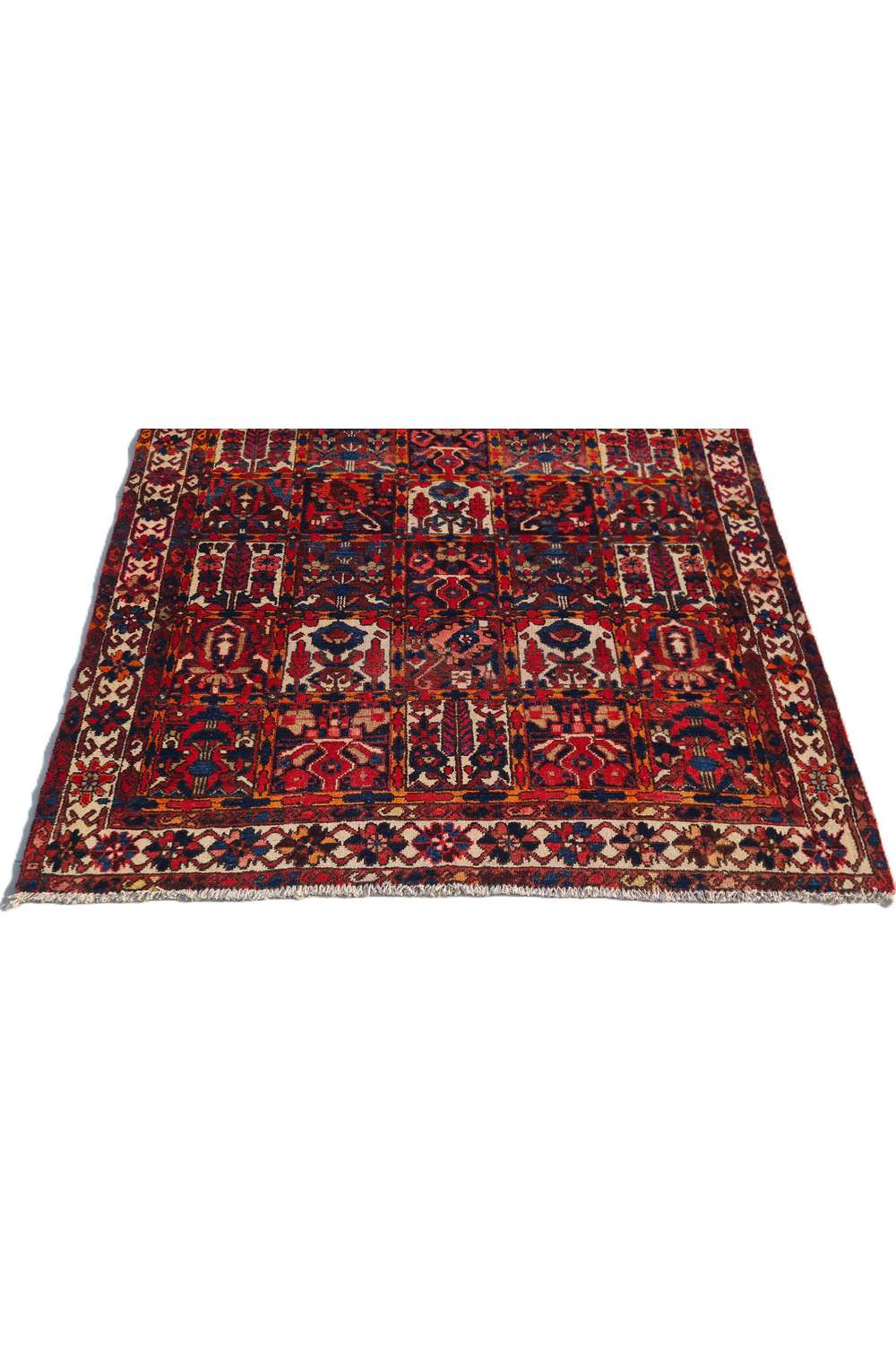 Amazing Hand Knotted Antique Persian Bakhtiyaar Pictorial Wool Area Rug 6.4 x 5.2 Ft