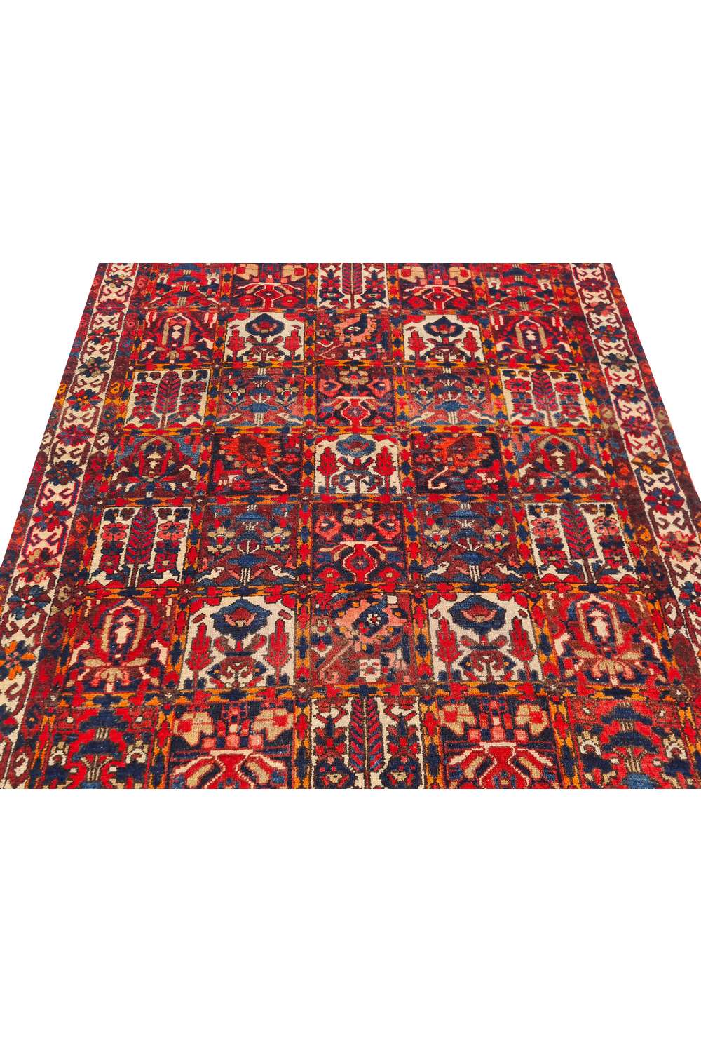 Amazing Hand Knotted Antique Persian Bakhtiyaar Pictorial Wool Area Rug 6.4 x 5.2 Ft