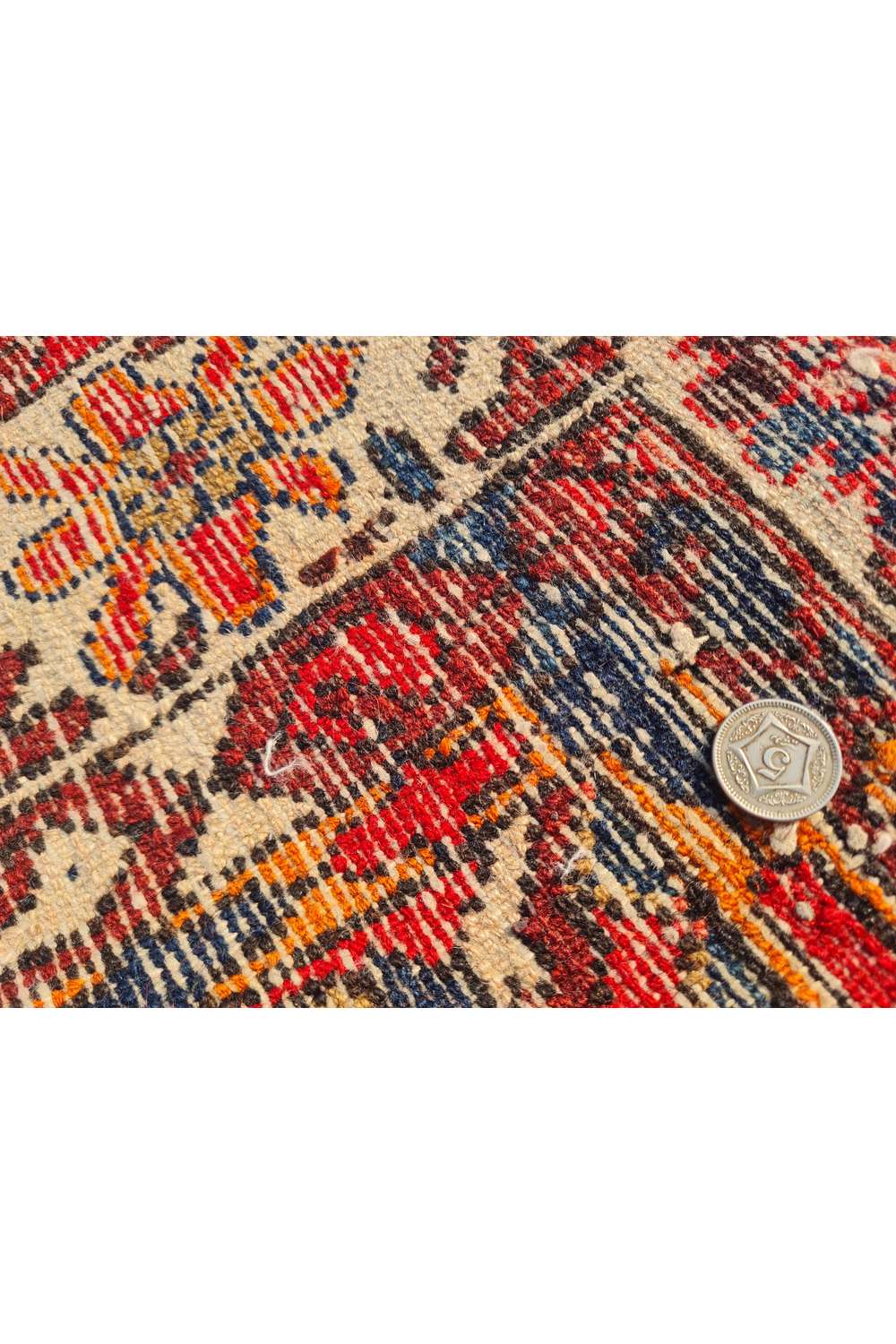 Amazing Hand Knotted Antique Persian Bakhtiyaar Pictorial Wool Area Rug 6.4 x 5.2 Ft
