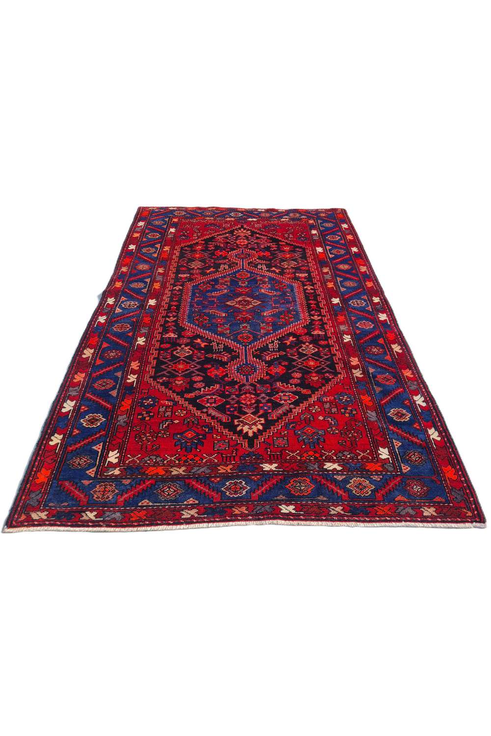 Amazing Hand Knotted Vintage Persian Hamadan Wool Area Rug 7.1 x 4.9 Ft