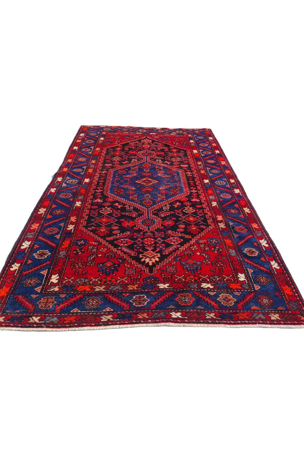 Amazing Hand Knotted Vintage Persian Hamadan Wool Area Rug 7.1 x 4.9 Ft