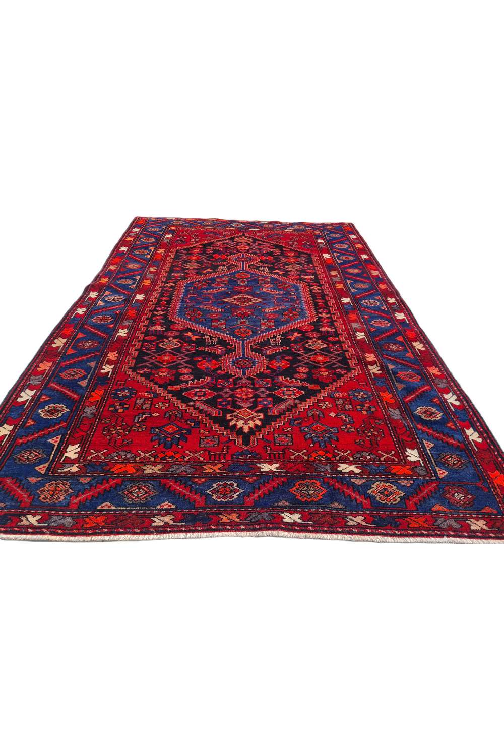Amazing Hand Knotted Vintage Persian Hamadan Wool Area Rug 7.1 x 4.9 Ft