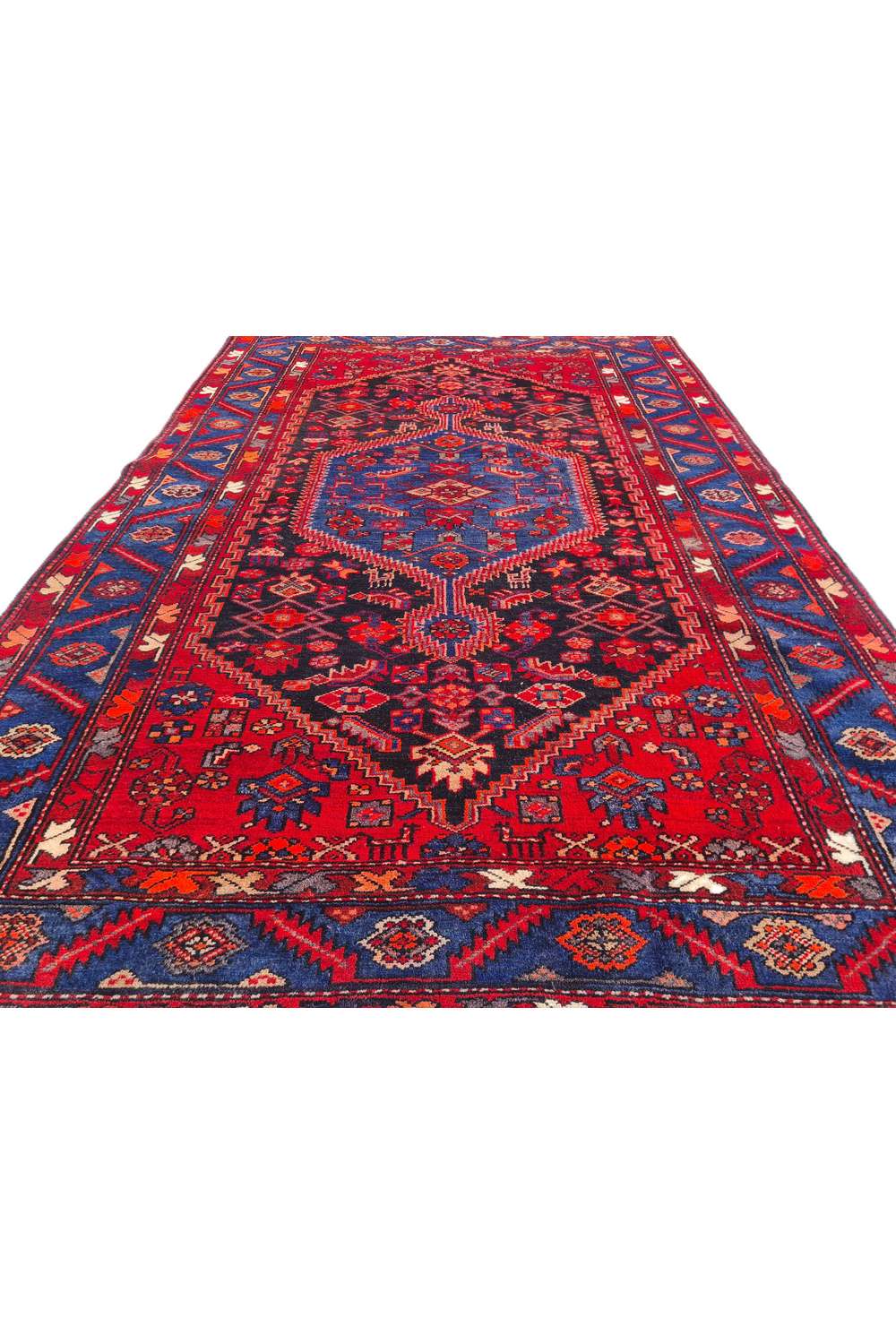 Amazing Hand Knotted Vintage Persian Hamadan Wool Area Rug 7.1 x 4.9 Ft