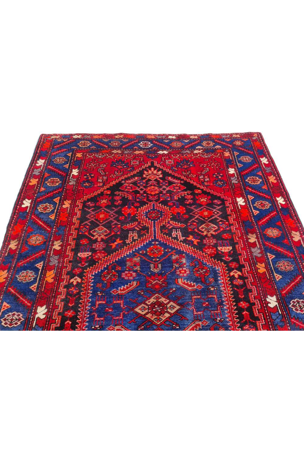 Amazing Hand Knotted Vintage Persian Hamadan Wool Area Rug 7.1 x 4.9 Ft