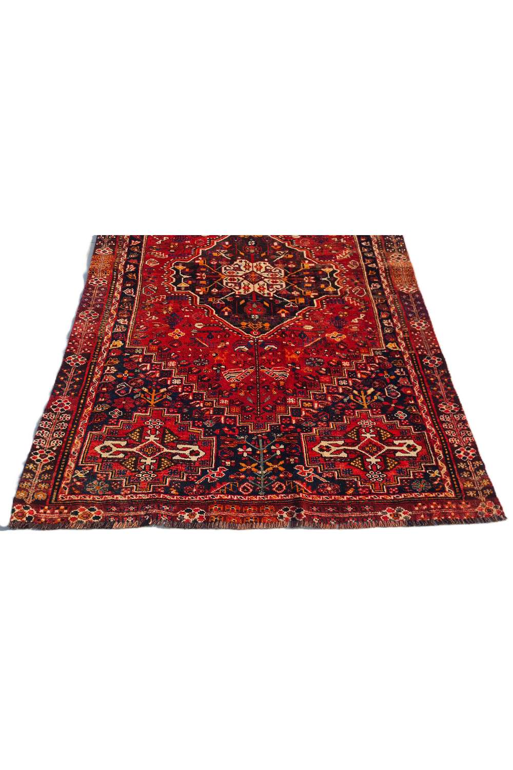 Amazing Hand Knotted Vintage Persian Shrz Wool Area Rug 7.6 x 5.2 Ft