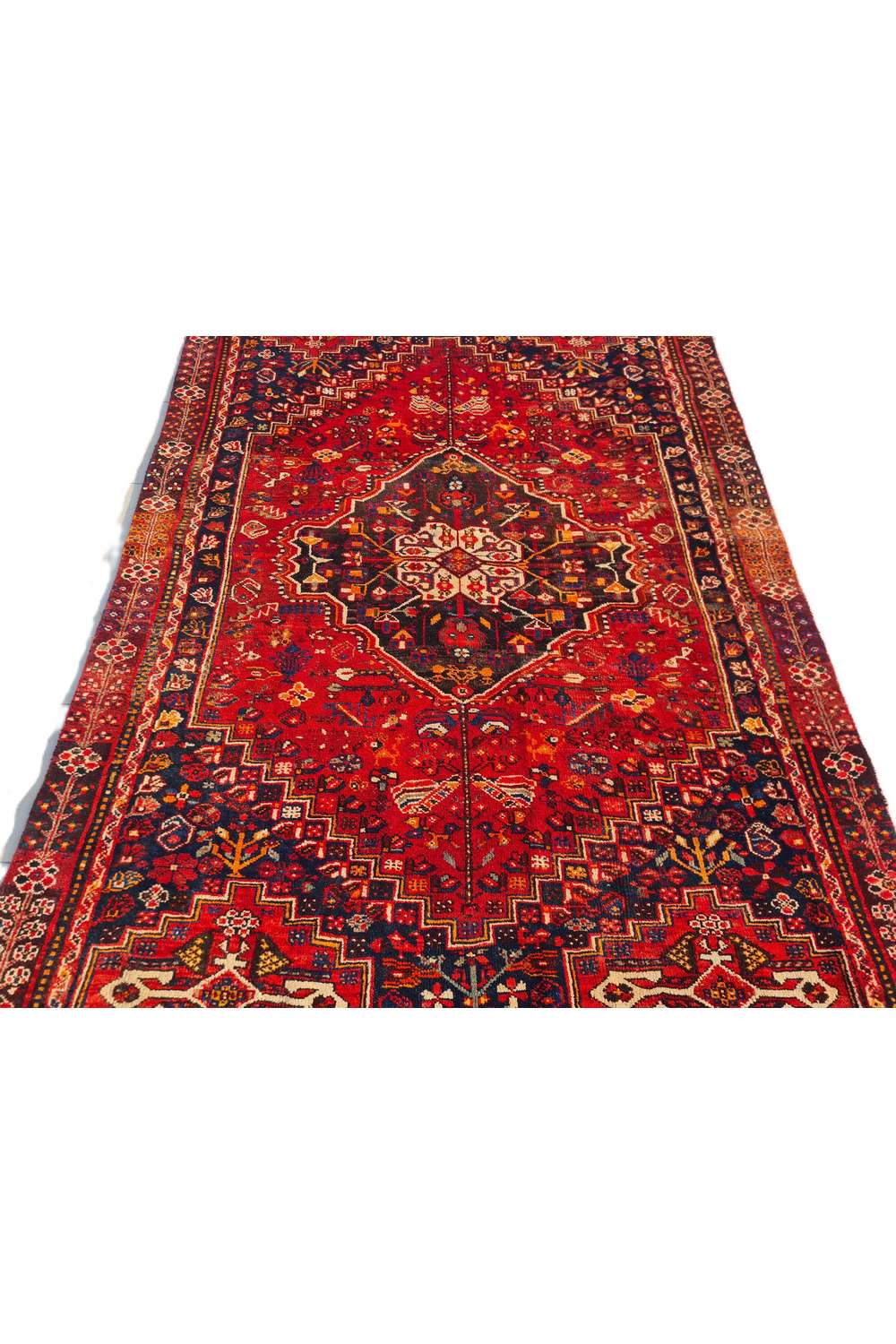 Amazing Hand Knotted Vintage Persian Shrz Wool Area Rug 7.6 x 5.2 Ft