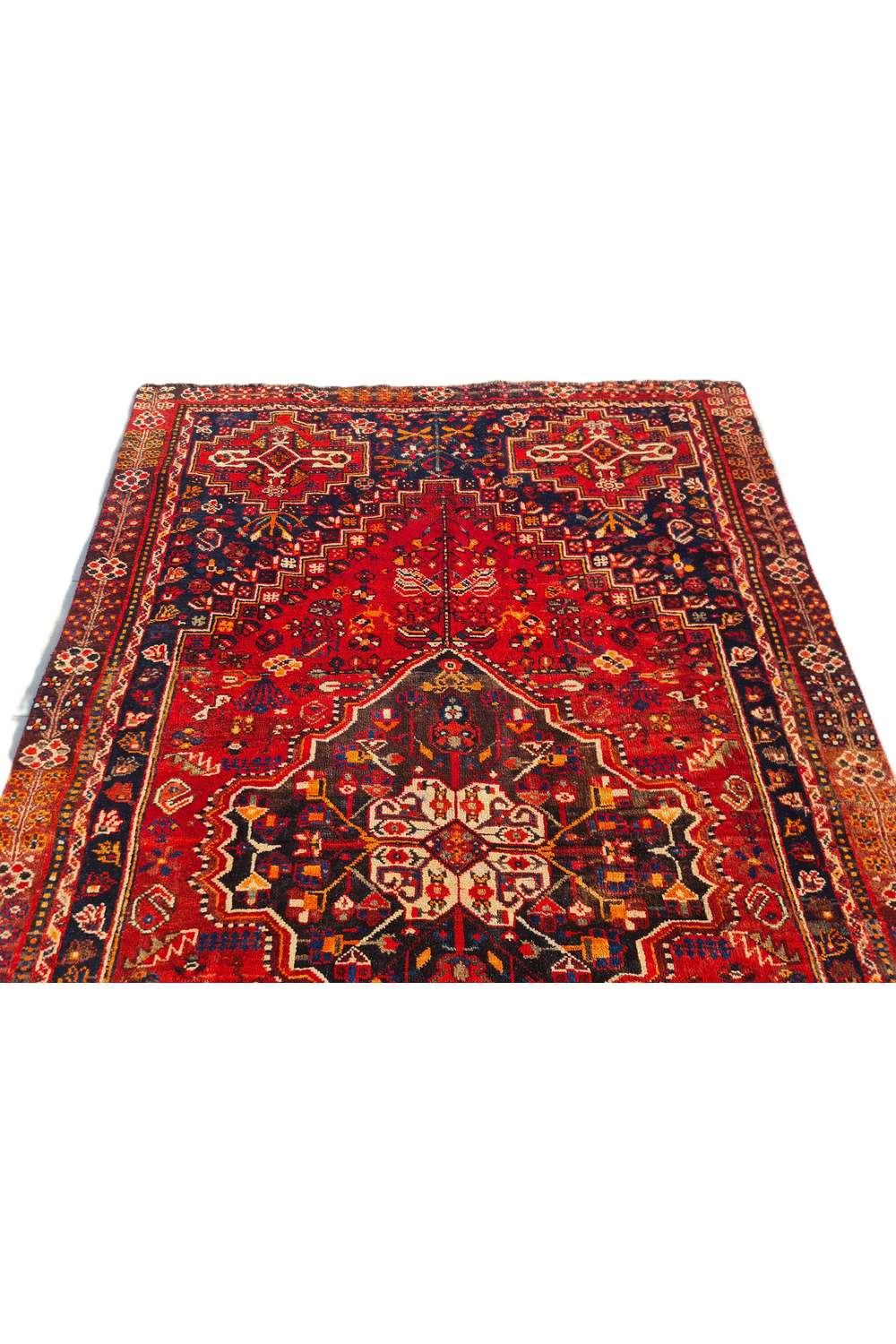 Amazing Hand Knotted Vintage Persian Shrz Wool Area Rug 7.6 x 5.2 Ft