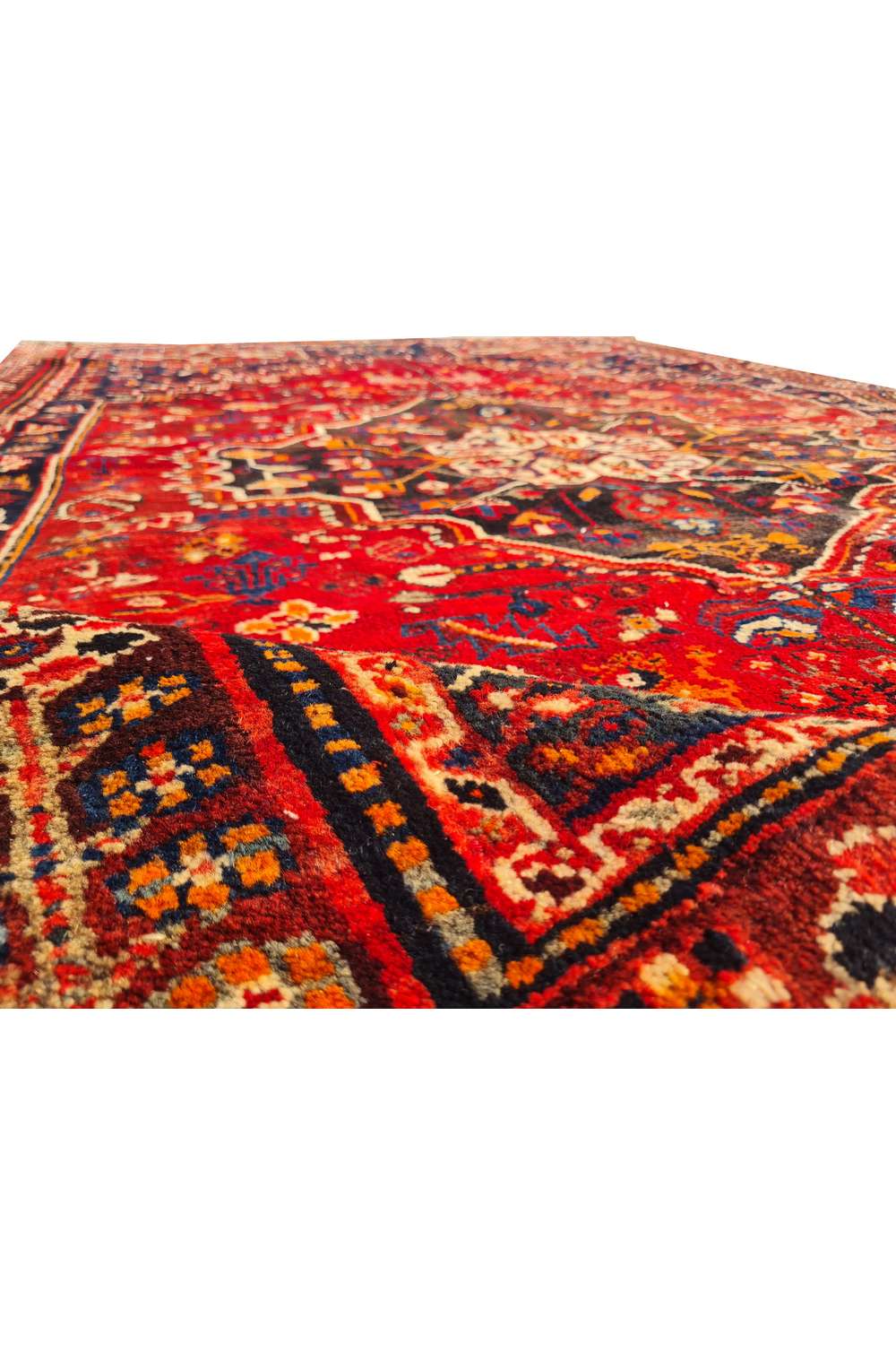 Amazing Hand Knotted Vintage Persian Shrz Wool Area Rug 7.6 x 5.2 Ft