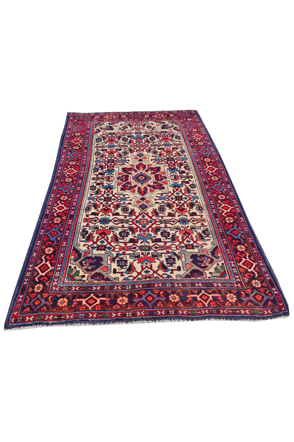 Amazing Hand Knotted Vintage Persian Hamadan Wool Area Rug 4.10 x 3.3 Ft