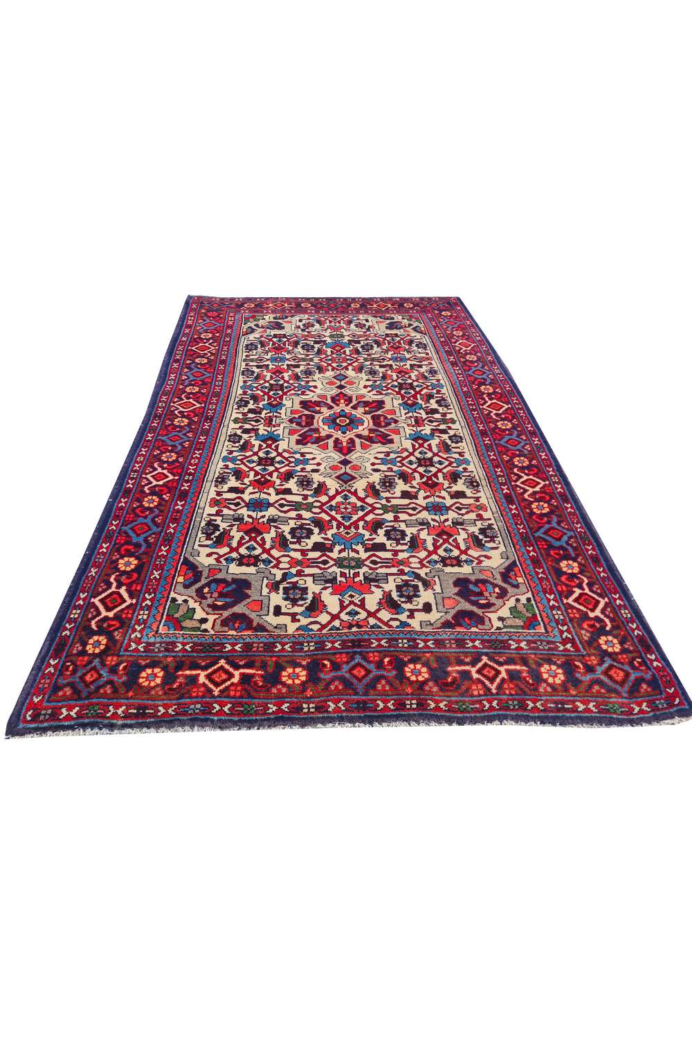 Amazing Hand Knotted Vintage Persian Hamadan Wool Area Rug 4.10 x 3.3 Ft