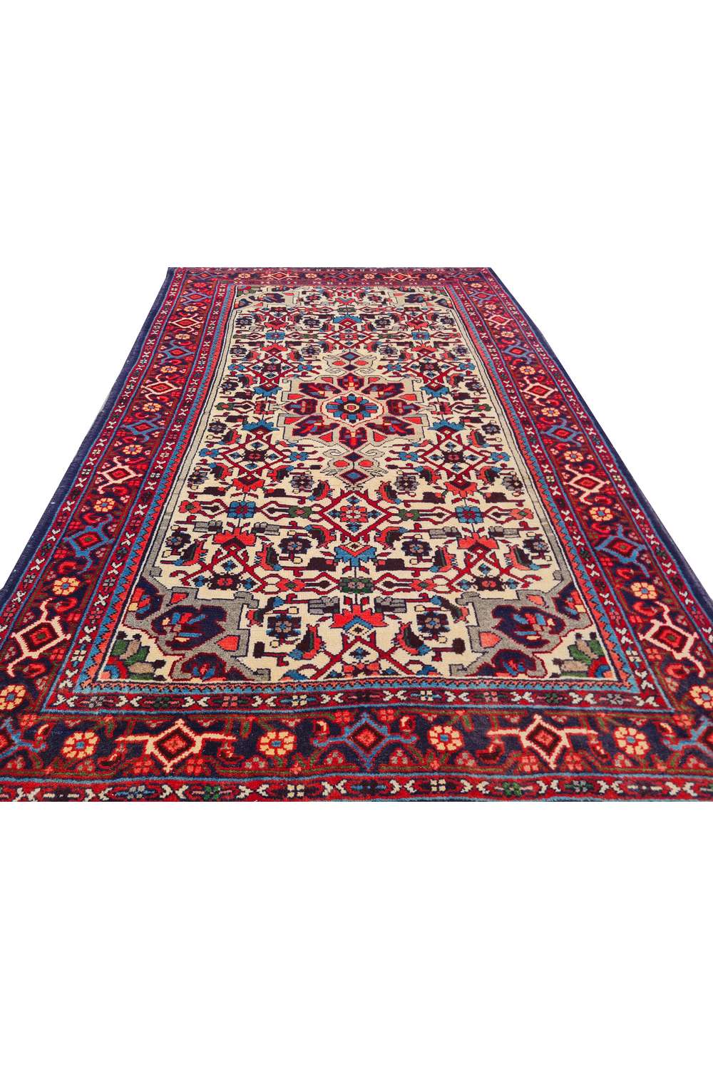 Amazing Hand Knotted Vintage Persian Hamadan Wool Area Rug 4.10 x 3.3 Ft