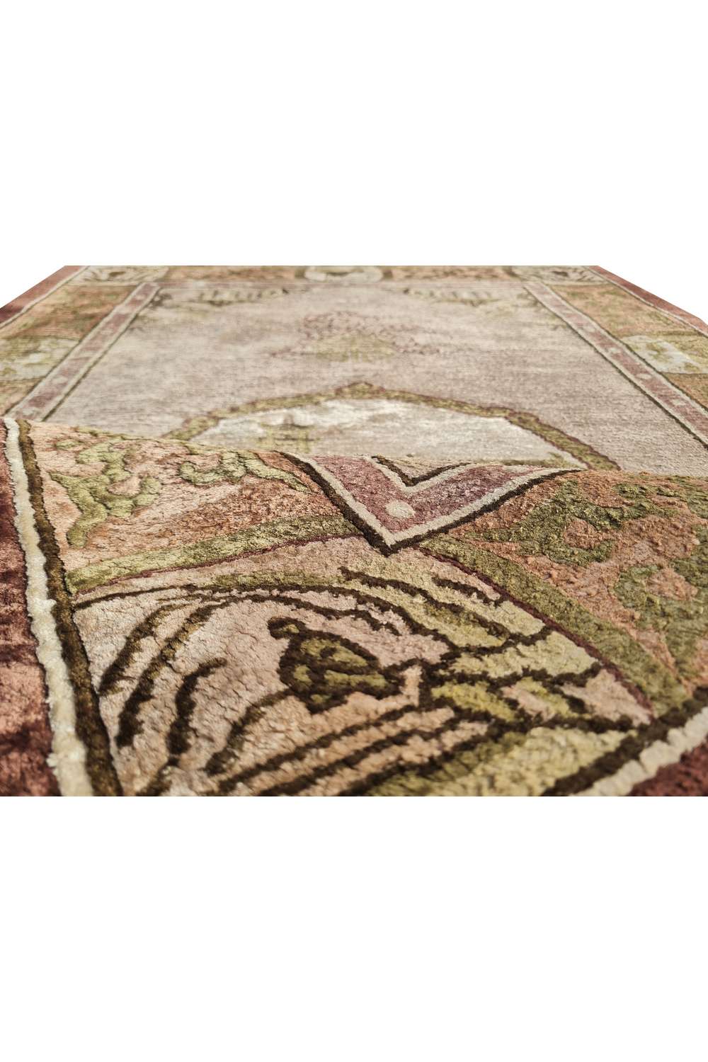 Amazing Hand Knotted Vintage Sino Pictorial Silk Area Rug 5.1 x 3.1 Ft