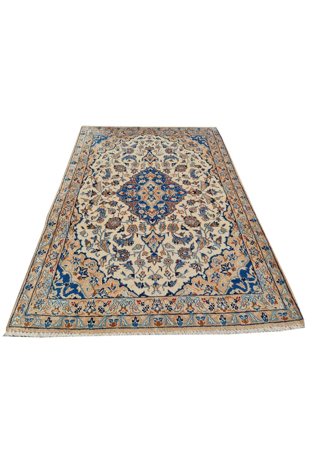 Amazing Hand Knotted Vintage Persian Nain Wool Area Rug 4.1 x 2.9 Ft