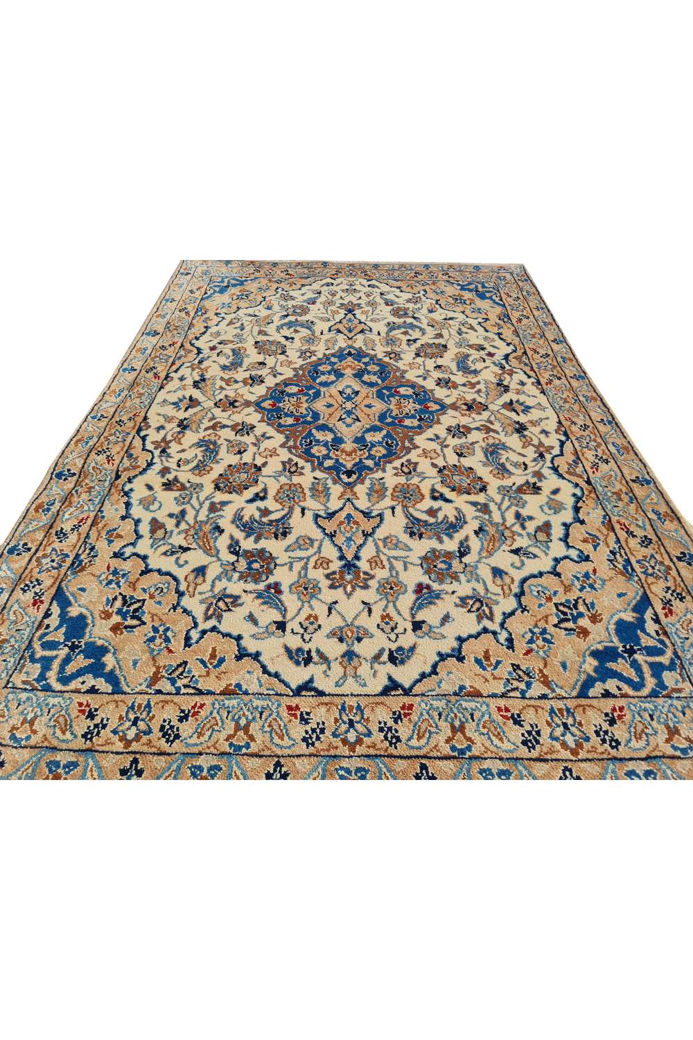 Amazing Hand Knotted Vintage Persian Nain Wool Area Rug 4.1 x 2.9 Ft