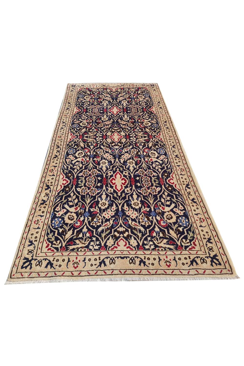 Amazing Hand Knotted Vintage Persian Nain Pictorial Wool Area Rug 6.2 x 2.11 Ft