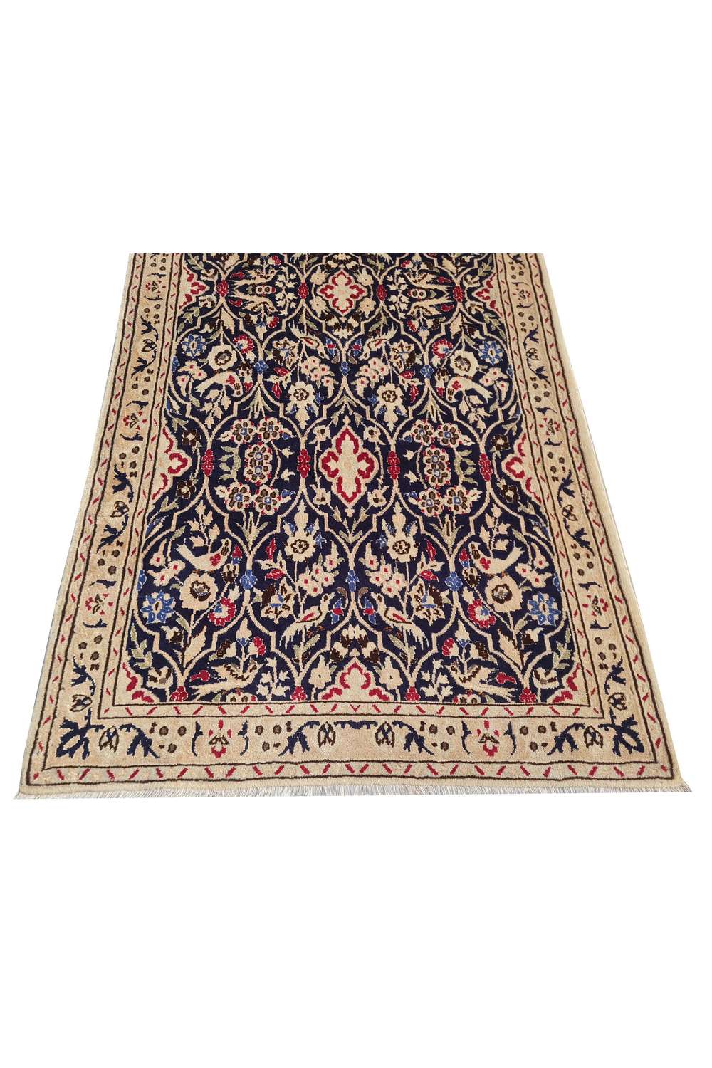 Amazing Hand Knotted Vintage Persian Nain Pictorial Wool Area Rug 6.2 x 2.11 Ft