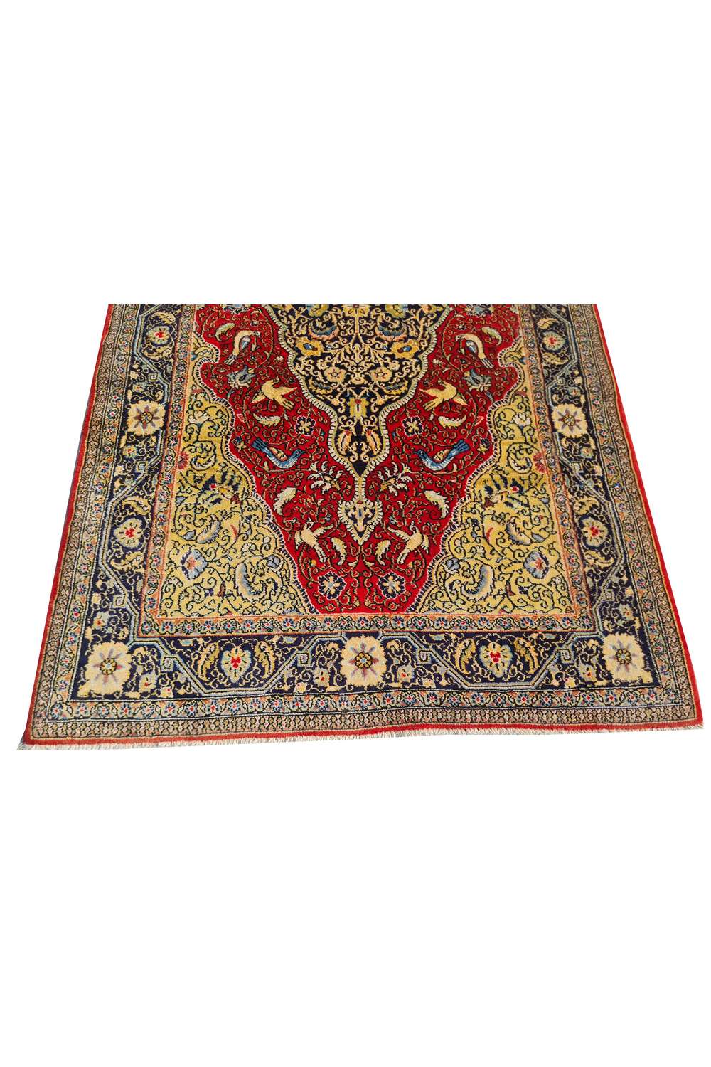 Amazing Hand Knotted Vintage Pashmin Koum Pictorial Wool Area Rug 6.9 x 3.5 Ft
