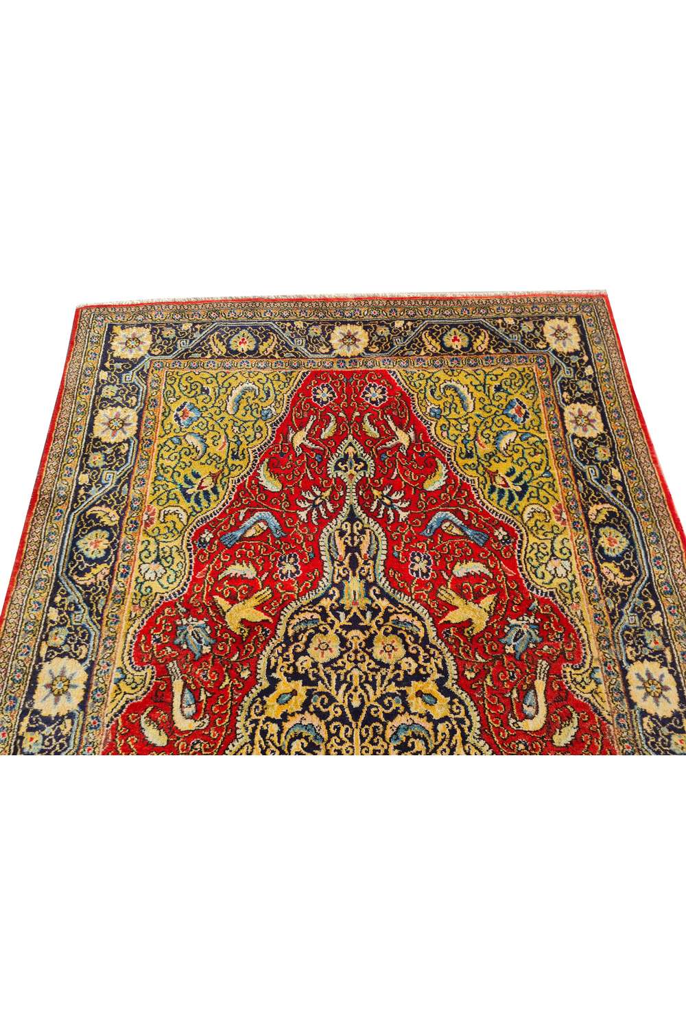Amazing Hand Knotted Vintage Pashmin Koum Pictorial Wool Area Rug 6.9 x 3.5 Ft