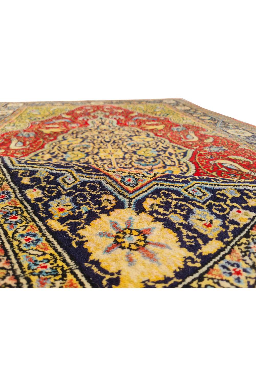 Amazing Hand Knotted Vintage Pashmin Koum Pictorial Wool Area Rug 6.9 x 3.5 Ft