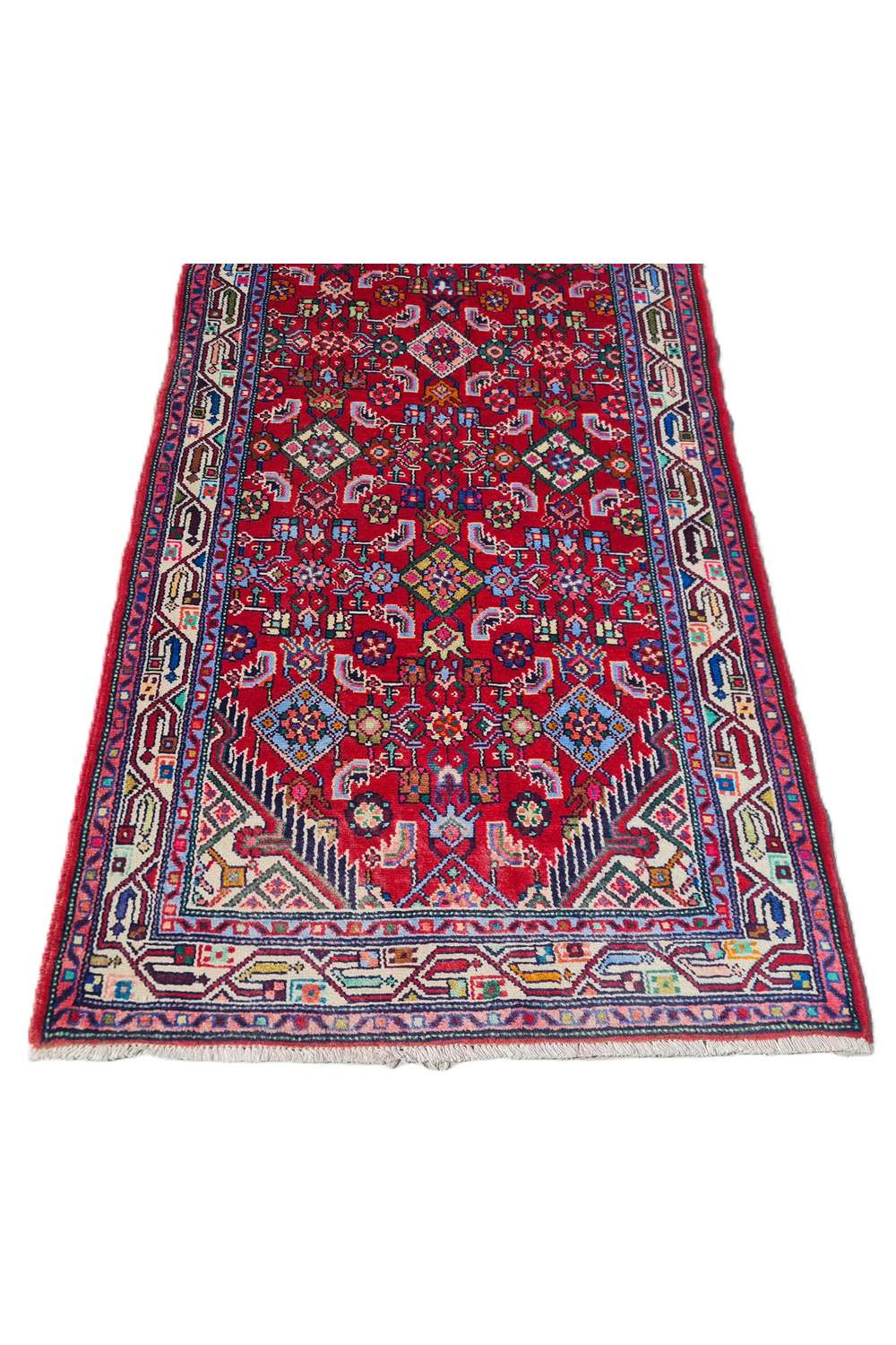 Amazing Hand Knotted Vintage Persian Hamadan Wool Area Runner Rug 9.5 x 2.8 Ft