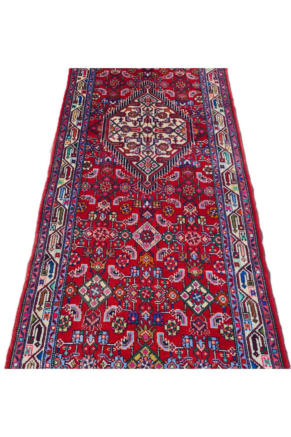 Amazing Hand Knotted Vintage Persian Hamadan Wool Area Runner Rug 9.5 x 2.8 Ft