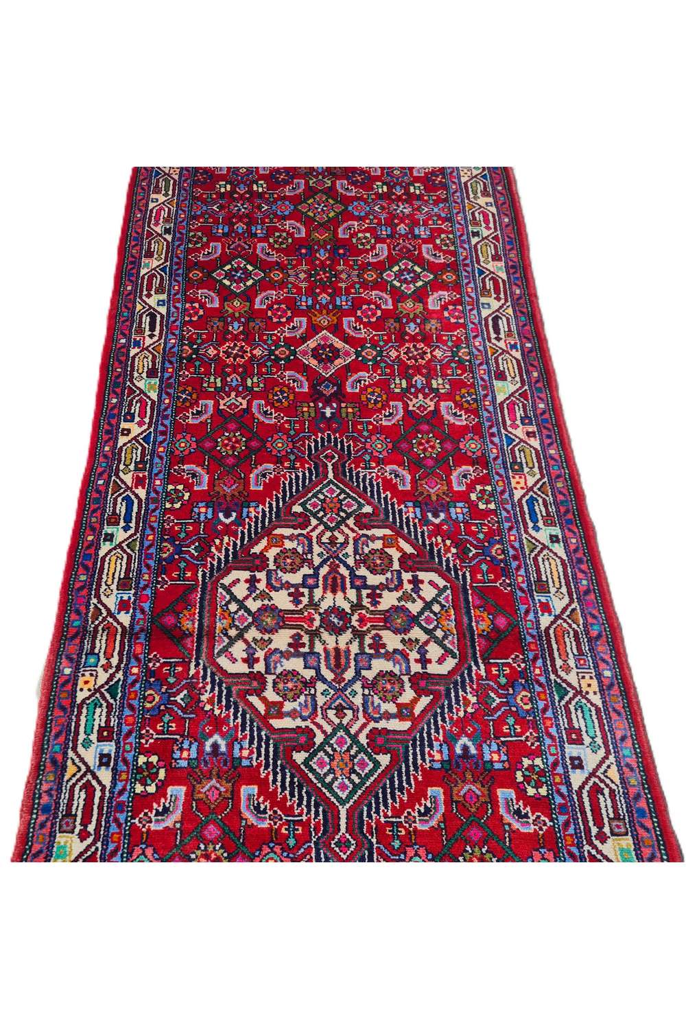 Amazing Hand Knotted Vintage Persian Hamadan Wool Area Runner Rug 9.5 x 2.8 Ft