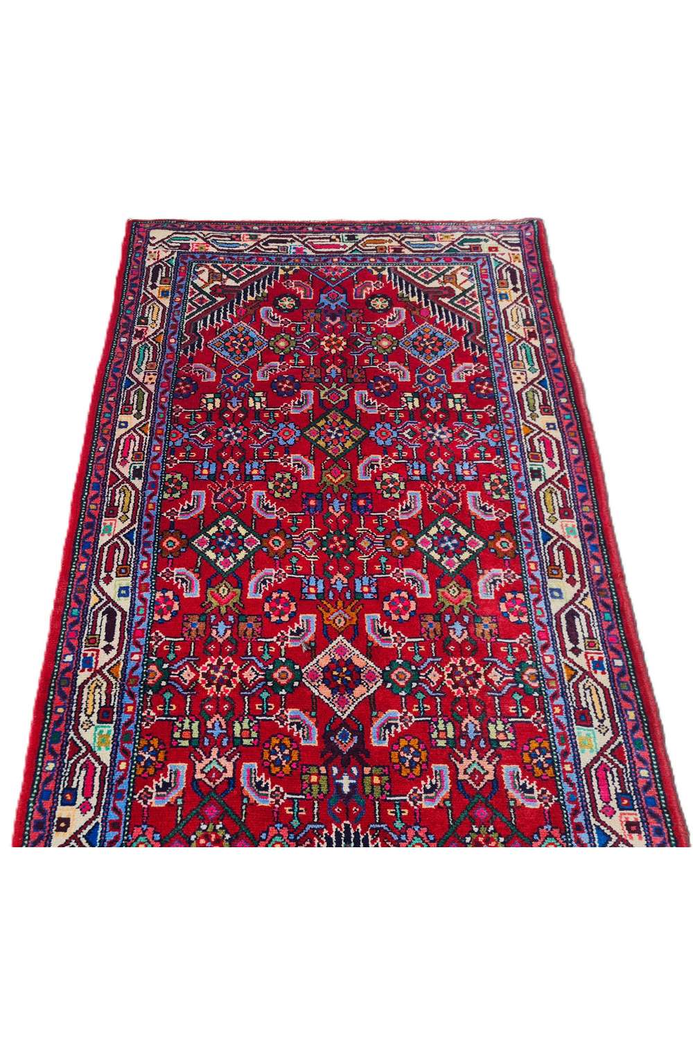 Amazing Hand Knotted Vintage Persian Hamadan Wool Area Runner Rug 9.5 x 2.8 Ft