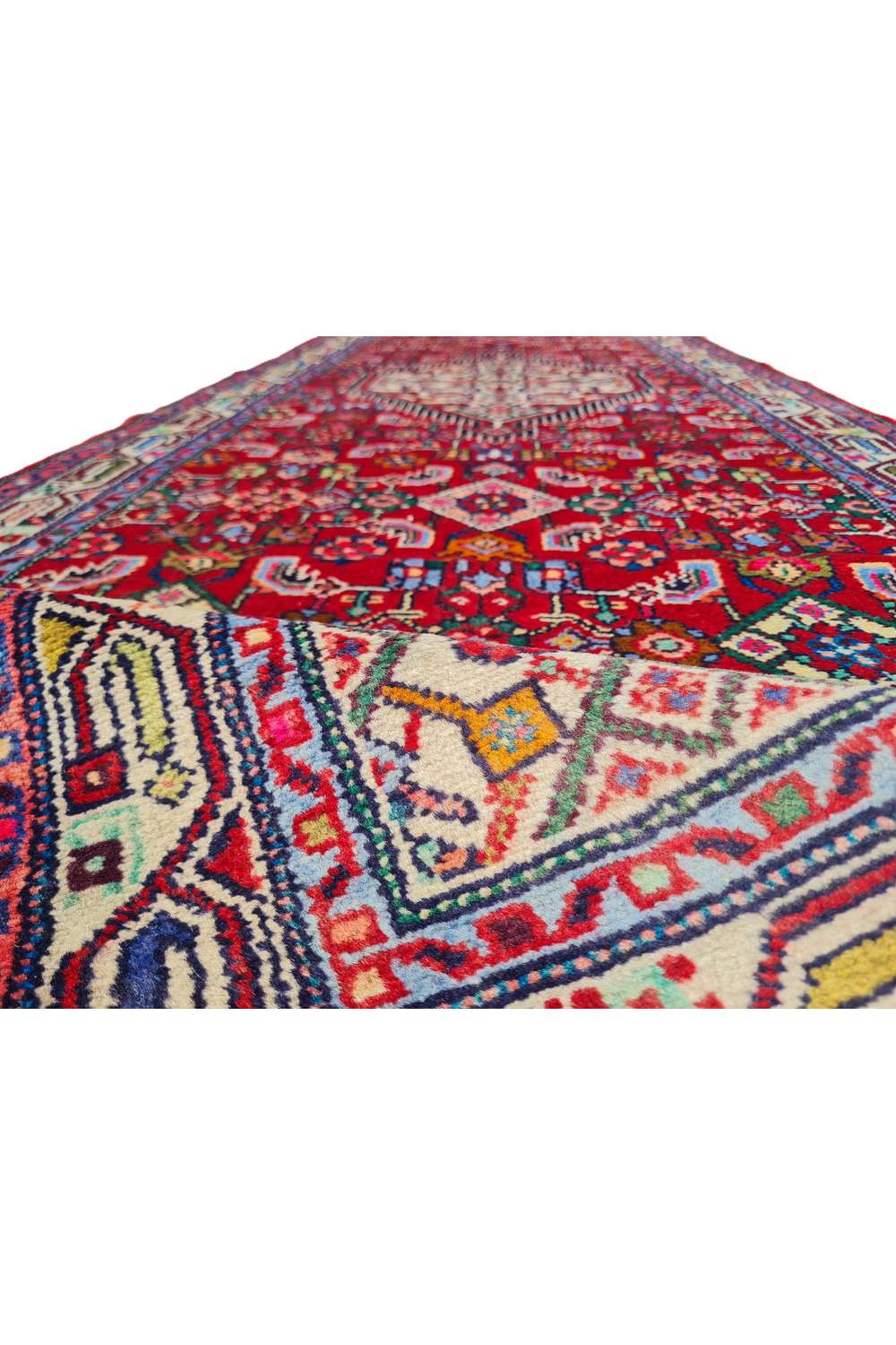 Amazing Hand Knotted Vintage Persian Hamadan Wool Area Runner Rug 9.5 x 2.8 Ft
