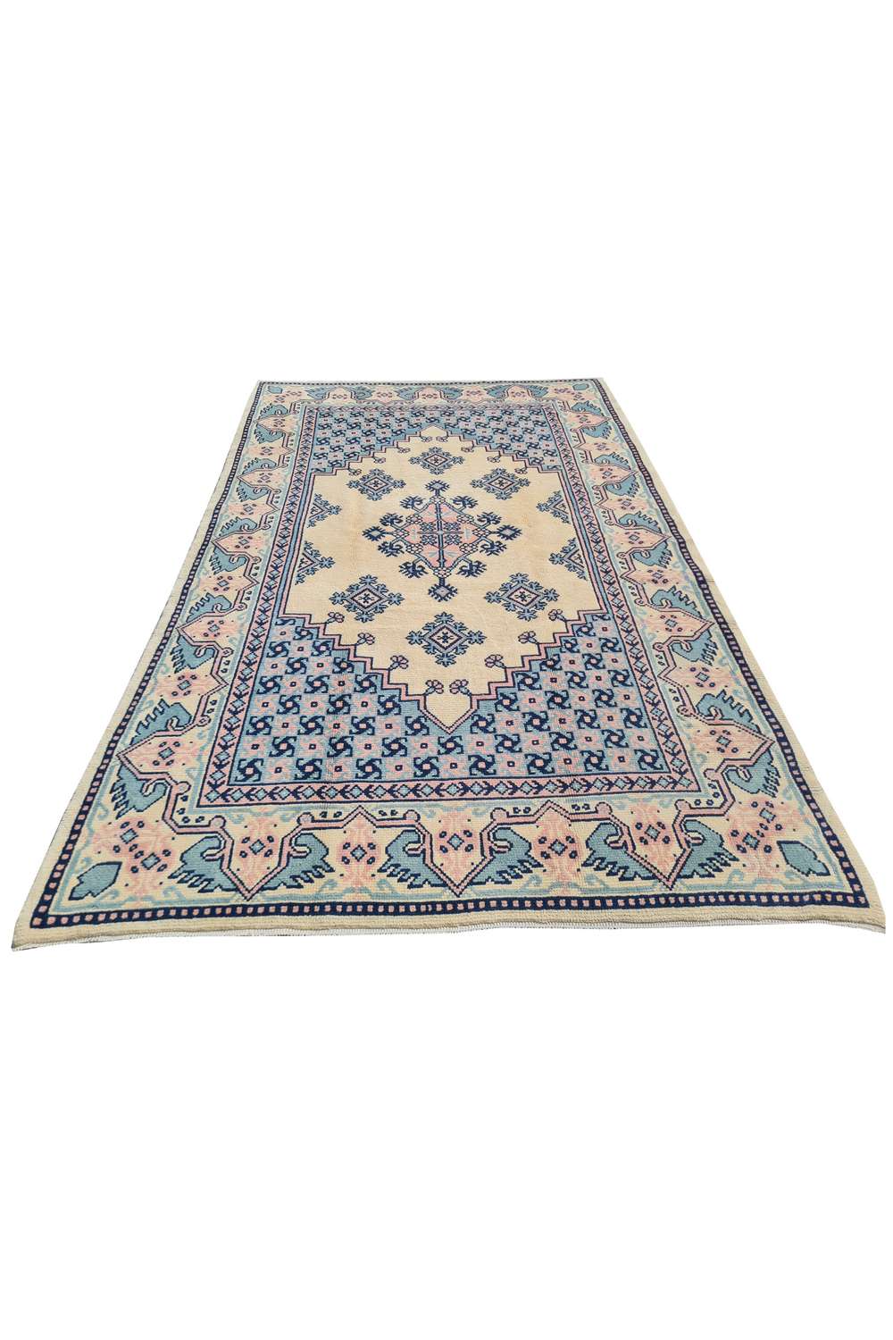 Amazing Hand Knotted Vintage Moroccan Wool Area Rug 7.11 x 5.0 Ft