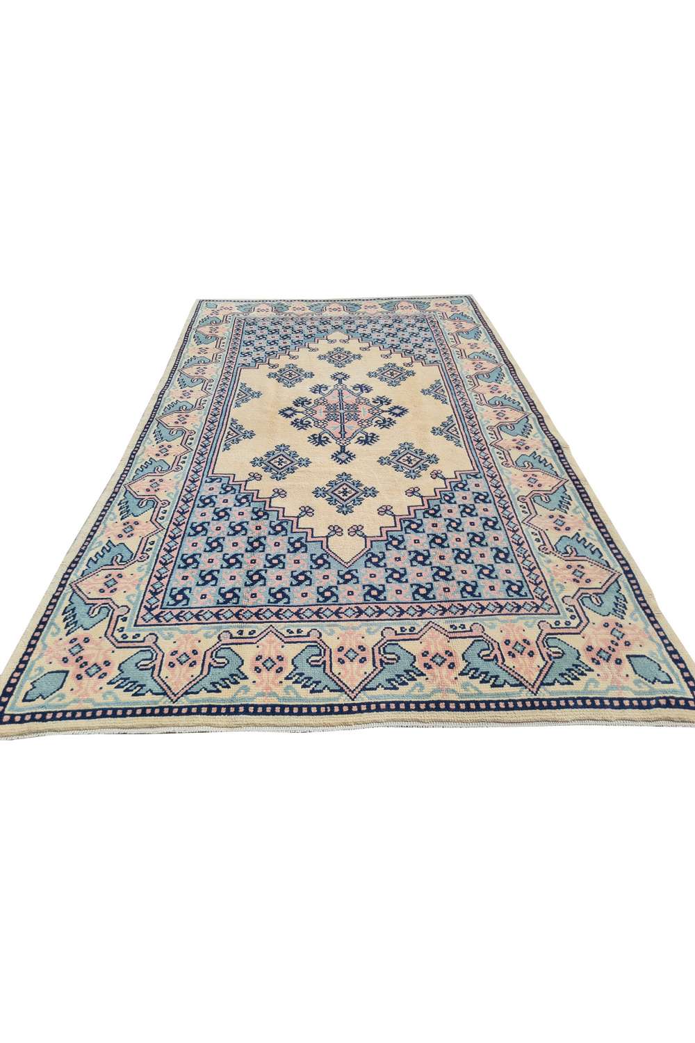 Amazing Hand Knotted Vintage Moroccan Wool Area Rug 7.11 x 5.0 Ft