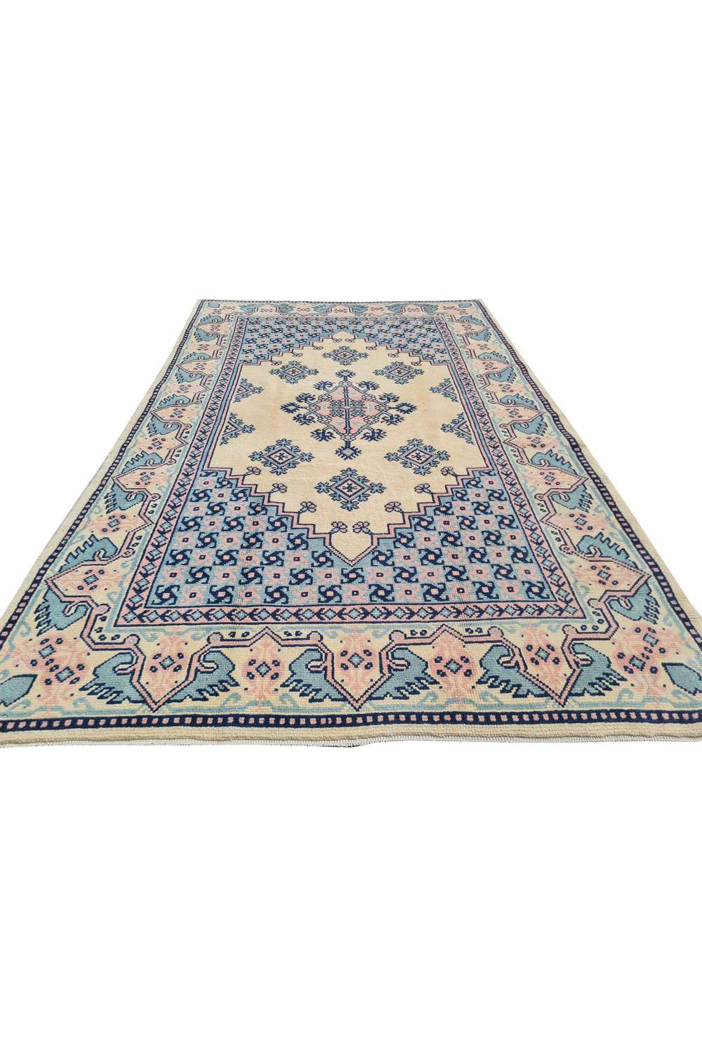 Amazing Hand Knotted Vintage Moroccan Wool Area Rug 7.11 x 5.0 Ft