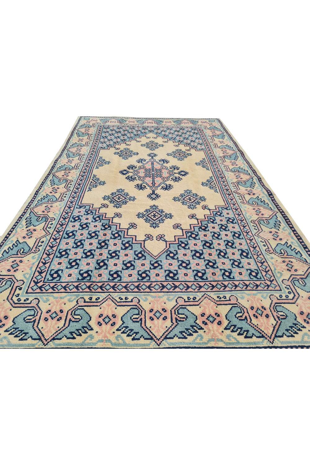 Amazing Hand Knotted Vintage Moroccan Wool Area Rug 7.11 x 5.0 Ft