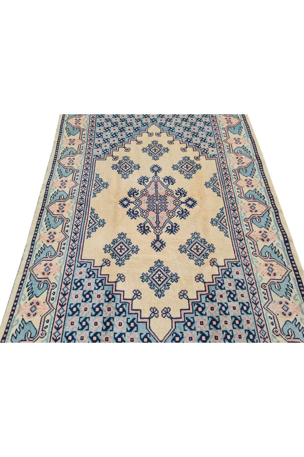 Amazing Hand Knotted Vintage Moroccan Wool Area Rug 7.11 x 5.0 Ft