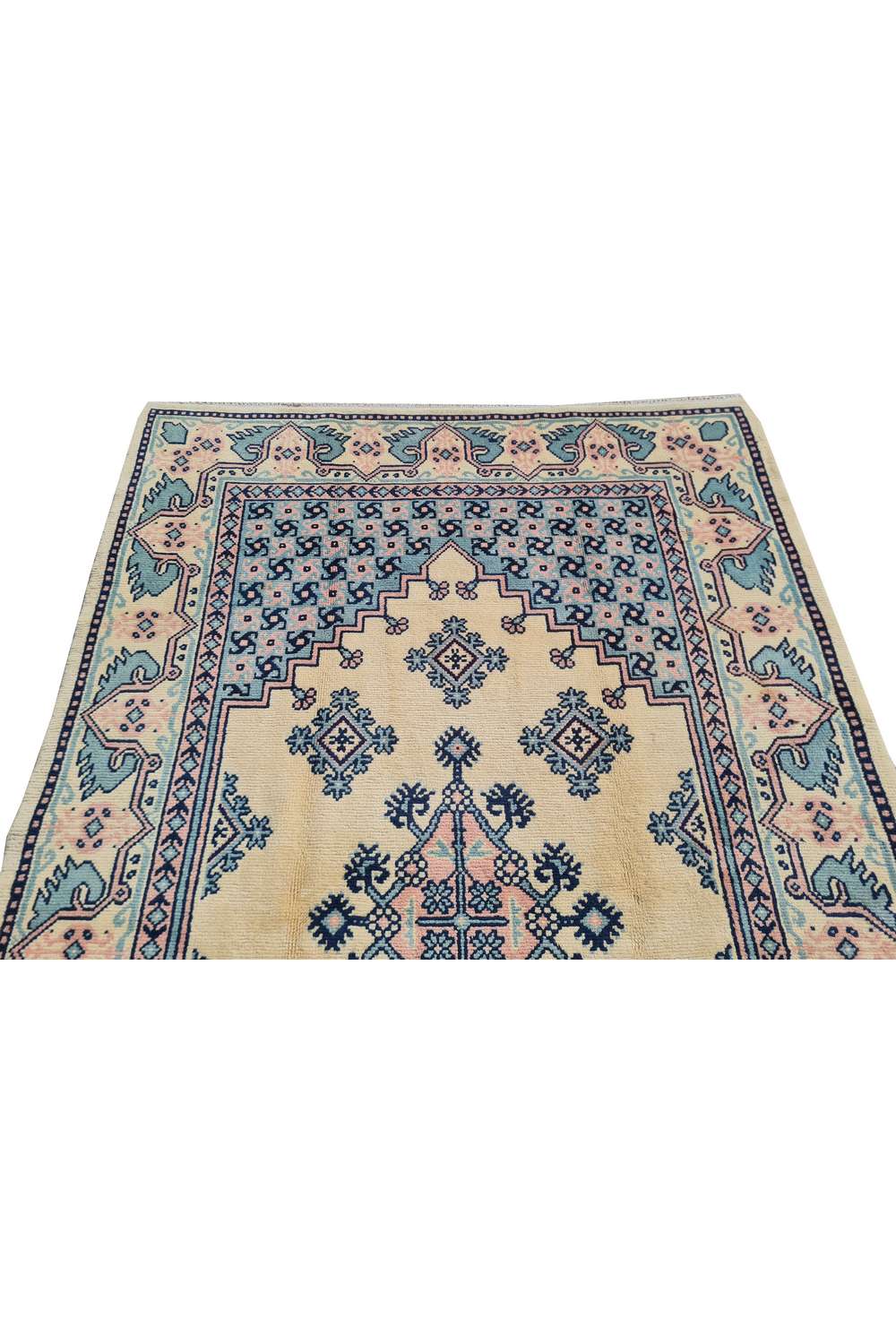 Amazing Hand Knotted Vintage Moroccan Wool Area Rug 7.11 x 5.0 Ft