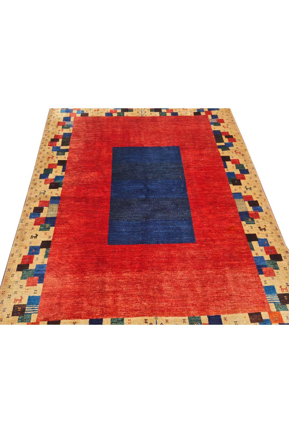 Amazing Hand Knotted Vintage Afghan Gabbah Pictorial Wool Area Rug 6.4 x 5.0 Ft