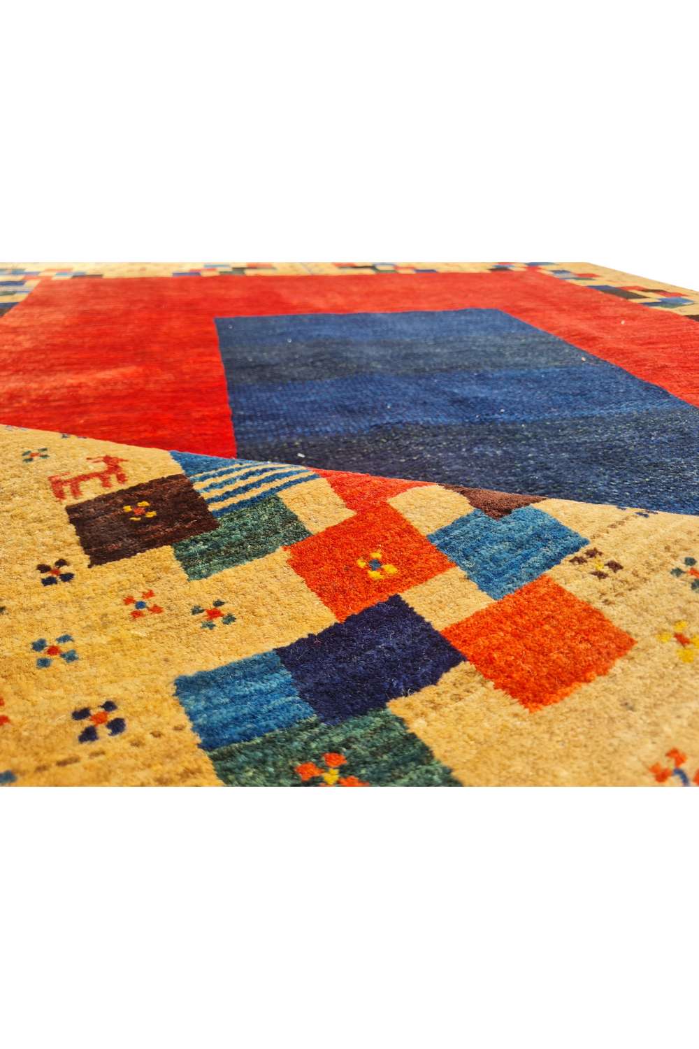 Amazing Hand Knotted Vintage Afghan Gabbah Pictorial Wool Area Rug 6.4 x 5.0 Ft