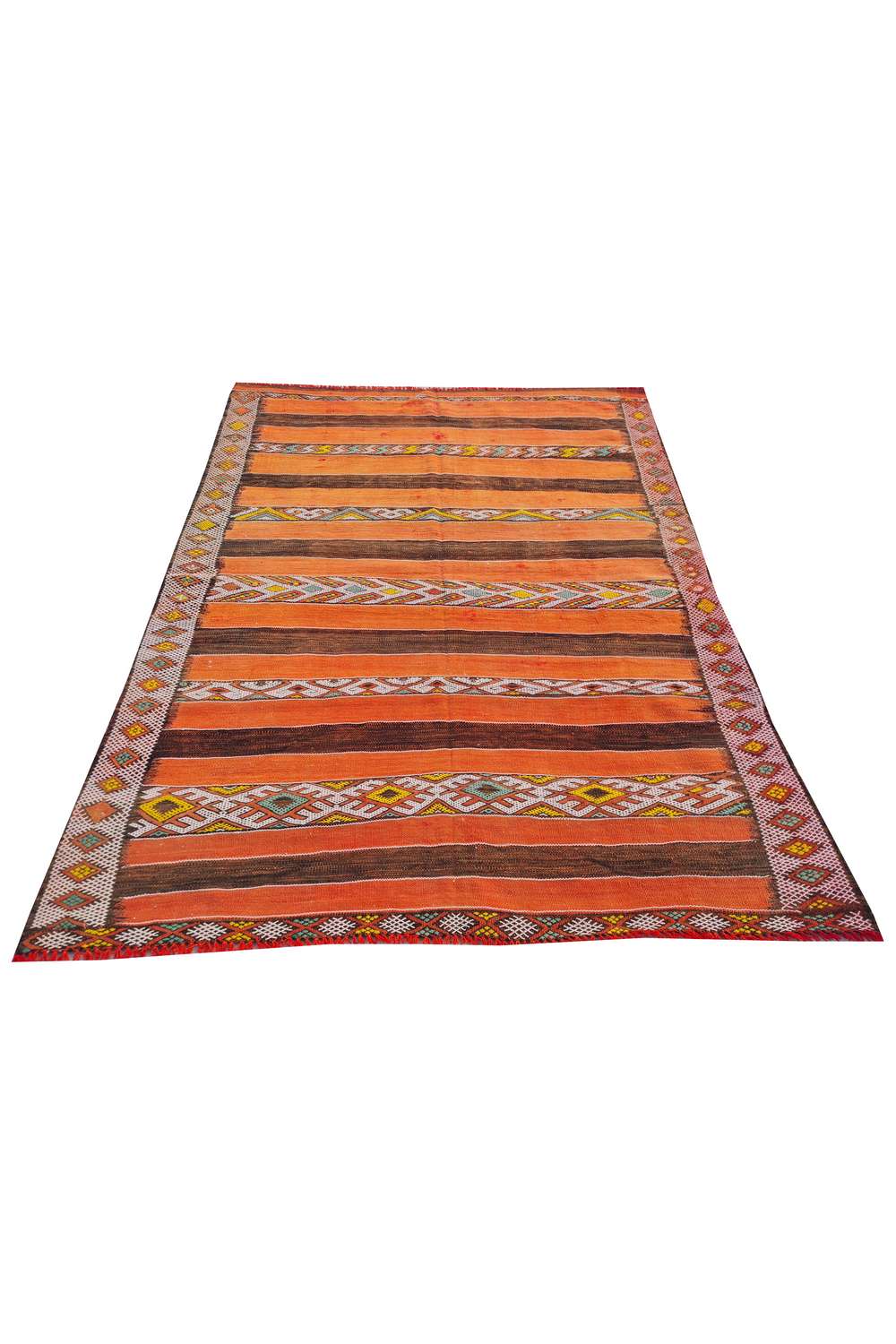 Hand Knotted Vintage Flat Weave Morocco Kilim Kilim Wool Area Rug 5.7 x 4.3 Ft