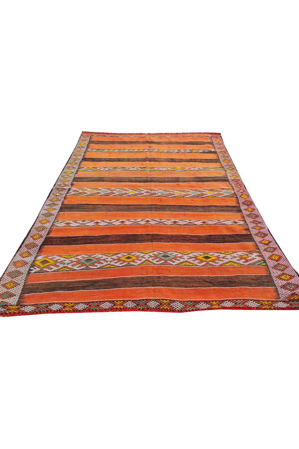 Hand Knotted Vintage Flat Weave Morocco Kilim Kilim Wool Area Rug 5.7 x 4.3 Ft