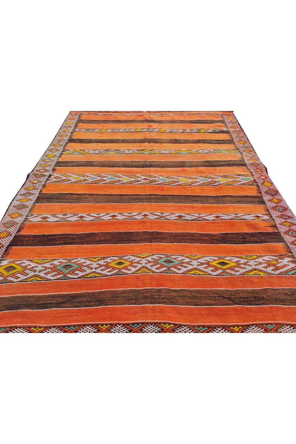 Hand Knotted Vintage Flat Weave Morocco Kilim Kilim Wool Area Rug 5.7 x 4.3 Ft
