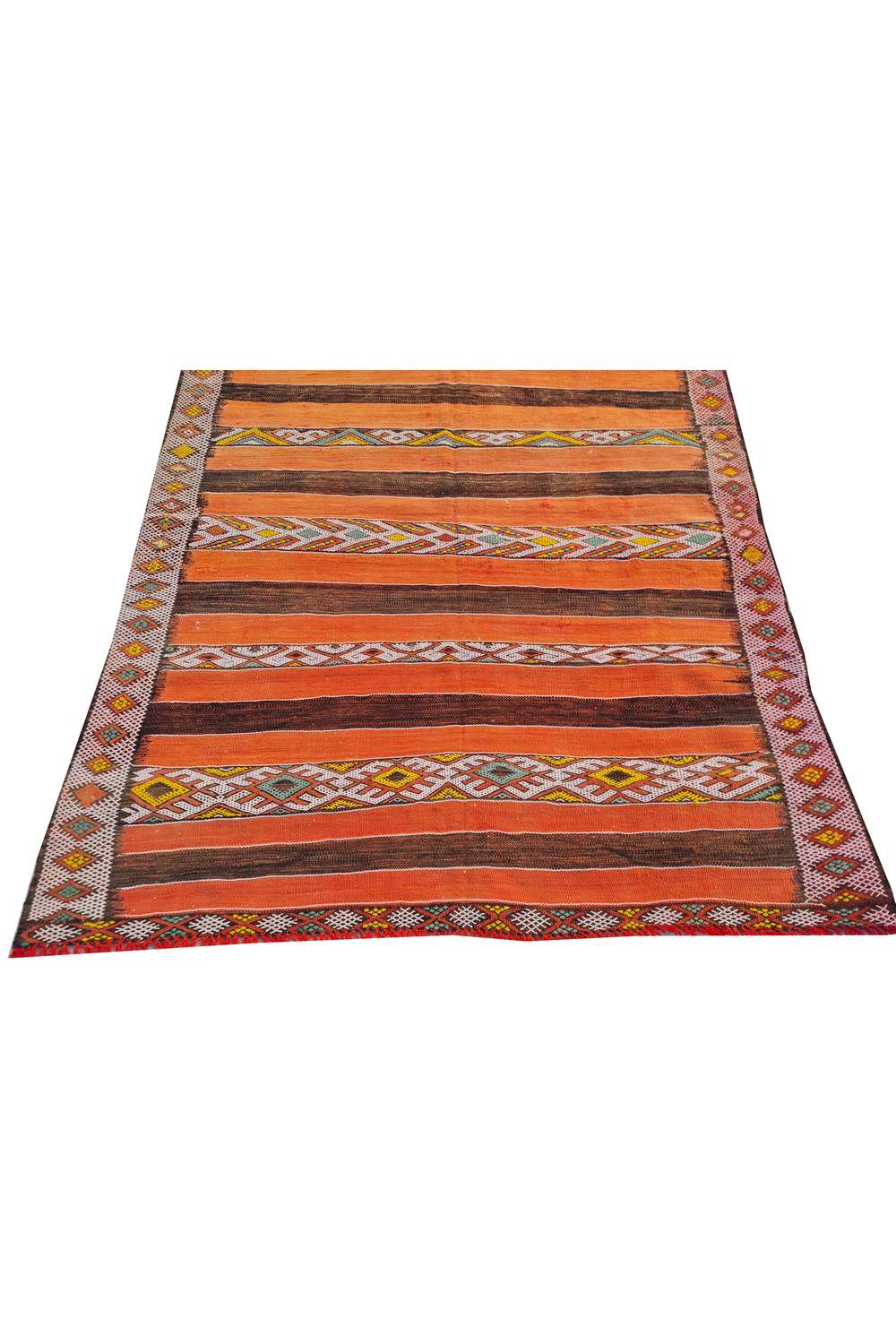 Hand Knotted Vintage Flat Weave Morocco Kilim Kilim Wool Area Rug 5.7 x 4.3 Ft