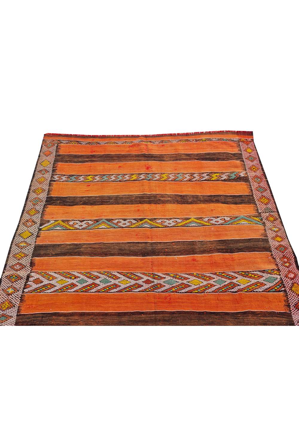 Hand Knotted Vintage Flat Weave Morocco Kilim Kilim Wool Area Rug 5.7 x 4.3 Ft