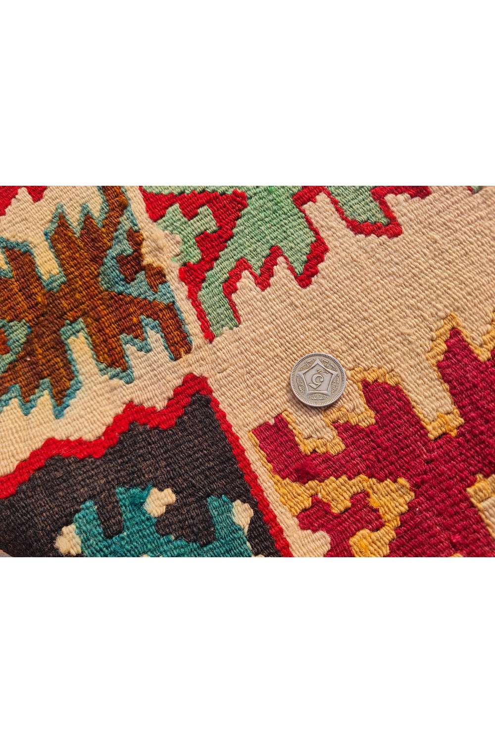 Hand Knotted Vintage Flat Weave Turkish Kilim Kilim Wool Area Rug 6.4 x 3.4 Ft